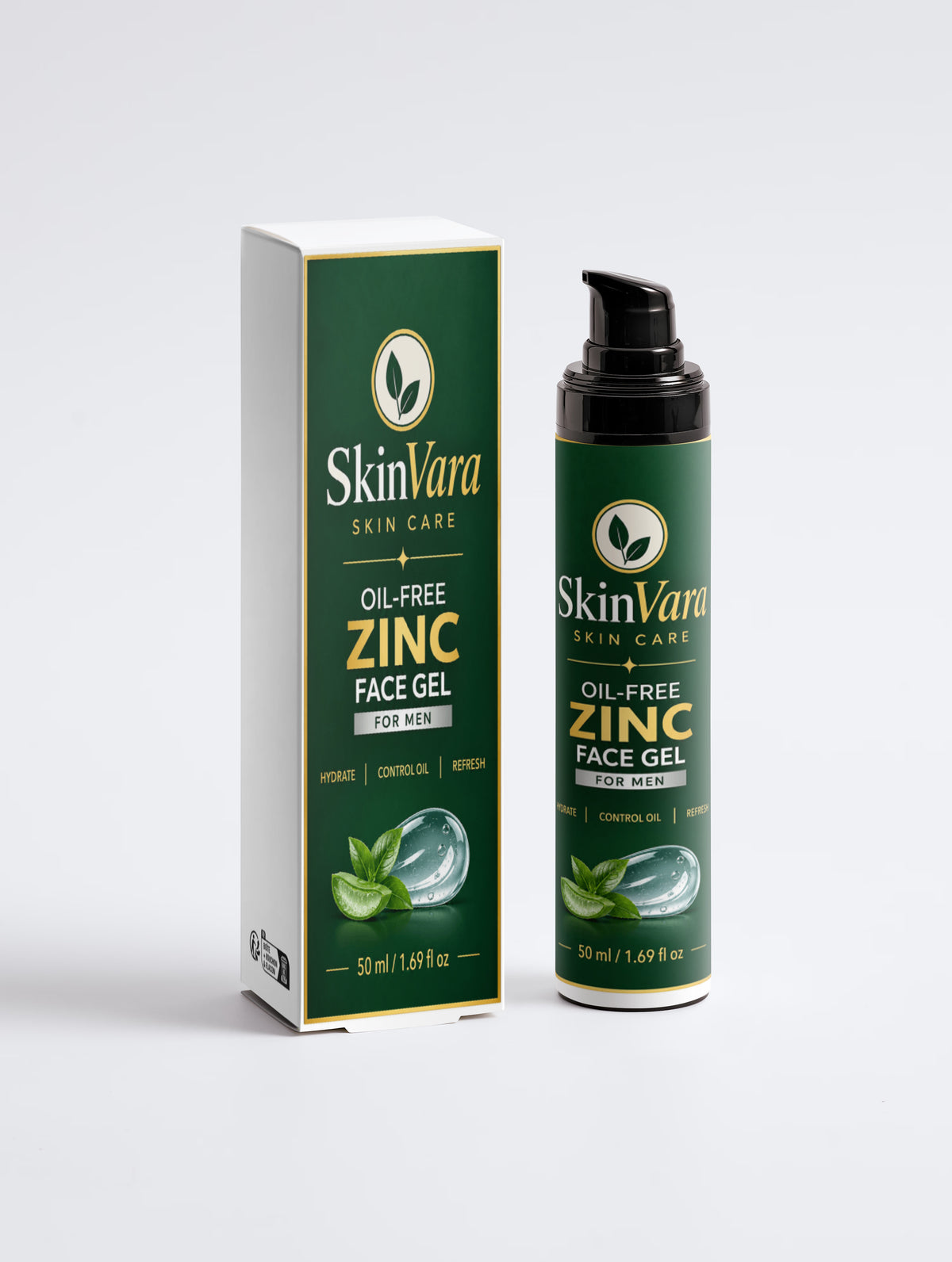 SkinVara Oil-Free Zinc Face Gel for Men – 50 ml / 1.69 fl oz